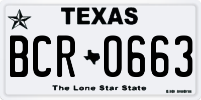TX license plate BCR0663
