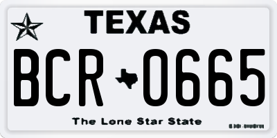 TX license plate BCR0665