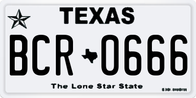 TX license plate BCR0666