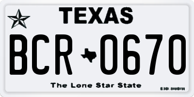 TX license plate BCR0670