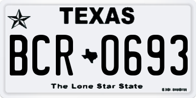 TX license plate BCR0693