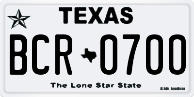 TX license plate BCR0700