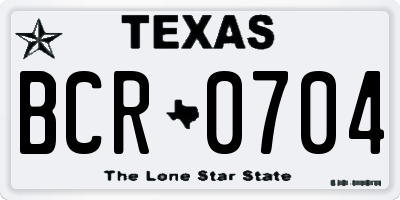 TX license plate BCR0704