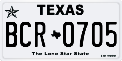 TX license plate BCR0705