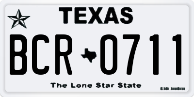 TX license plate BCR0711