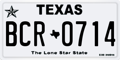 TX license plate BCR0714