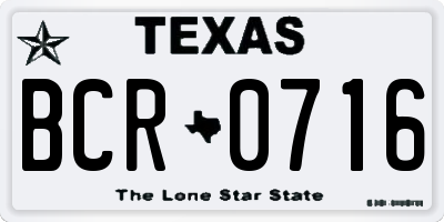 TX license plate BCR0716