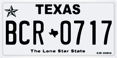 TX license plate BCR0717