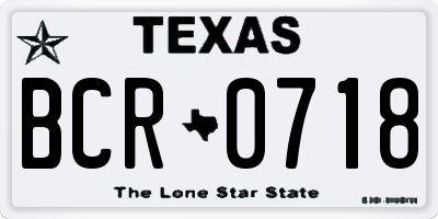 TX license plate BCR0718