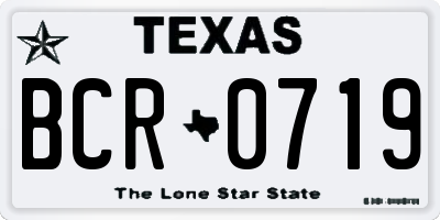 TX license plate BCR0719