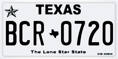 TX license plate BCR0720