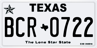 TX license plate BCR0722
