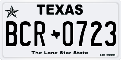 TX license plate BCR0723