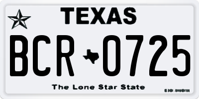 TX license plate BCR0725