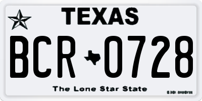 TX license plate BCR0728