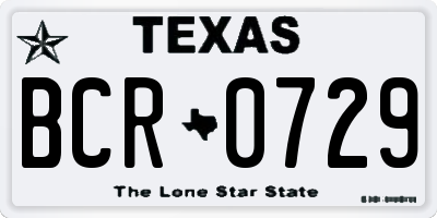 TX license plate BCR0729