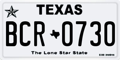 TX license plate BCR0730