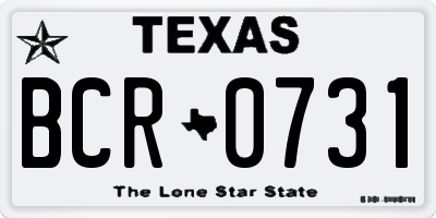 TX license plate BCR0731