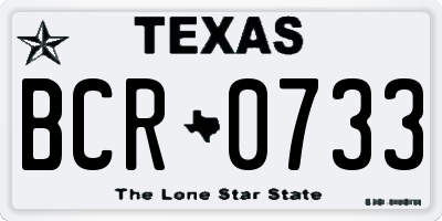 TX license plate BCR0733