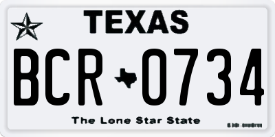TX license plate BCR0734