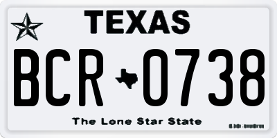 TX license plate BCR0738