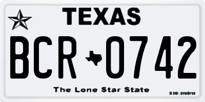 TX license plate BCR0742