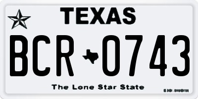 TX license plate BCR0743
