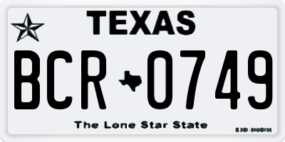 TX license plate BCR0749