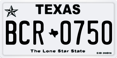 TX license plate BCR0750