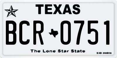 TX license plate BCR0751