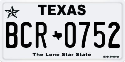 TX license plate BCR0752