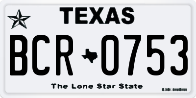 TX license plate BCR0753