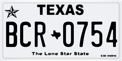 TX license plate BCR0754