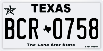 TX license plate BCR0758