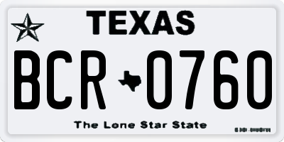 TX license plate BCR0760