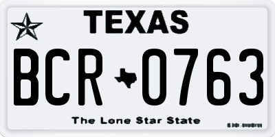 TX license plate BCR0763