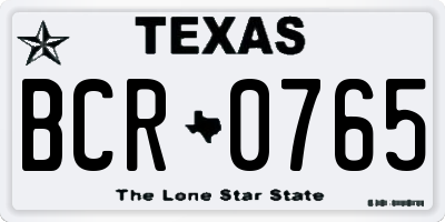 TX license plate BCR0765