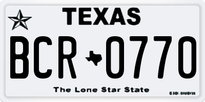 TX license plate BCR0770