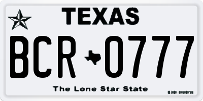 TX license plate BCR0777