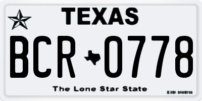 TX license plate BCR0778