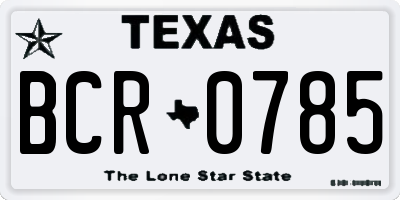 TX license plate BCR0785