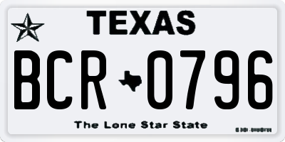 TX license plate BCR0796