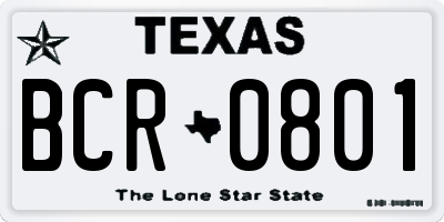 TX license plate BCR0801