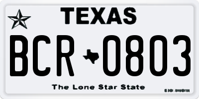 TX license plate BCR0803
