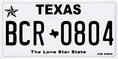 TX license plate BCR0804