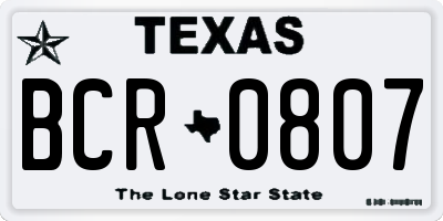 TX license plate BCR0807