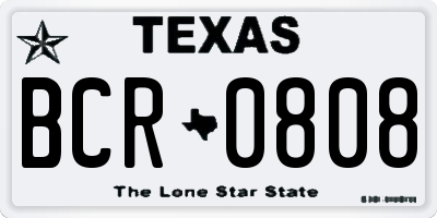 TX license plate BCR0808