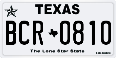 TX license plate BCR0810