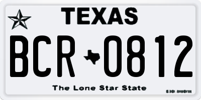 TX license plate BCR0812