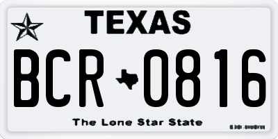 TX license plate BCR0816